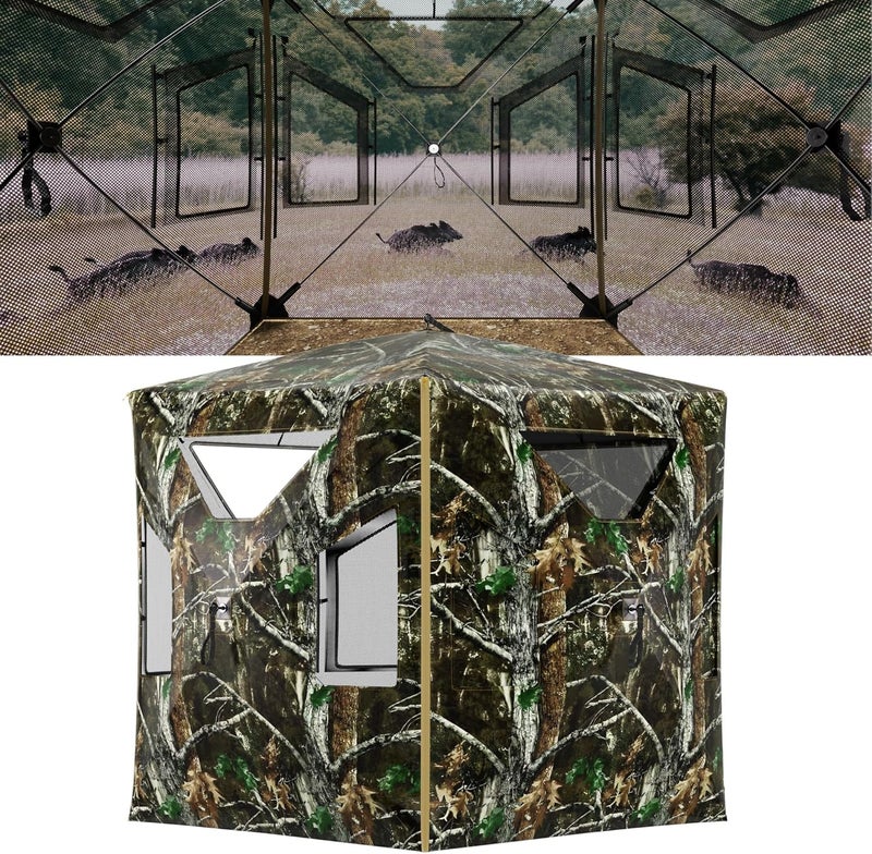 LHUTOR Hunting Blind, 2 Person Pop Up Blinds 360/270 Degree See Through,3-4 Portable Person Hunting Ground Blinds for Deer - Image 1